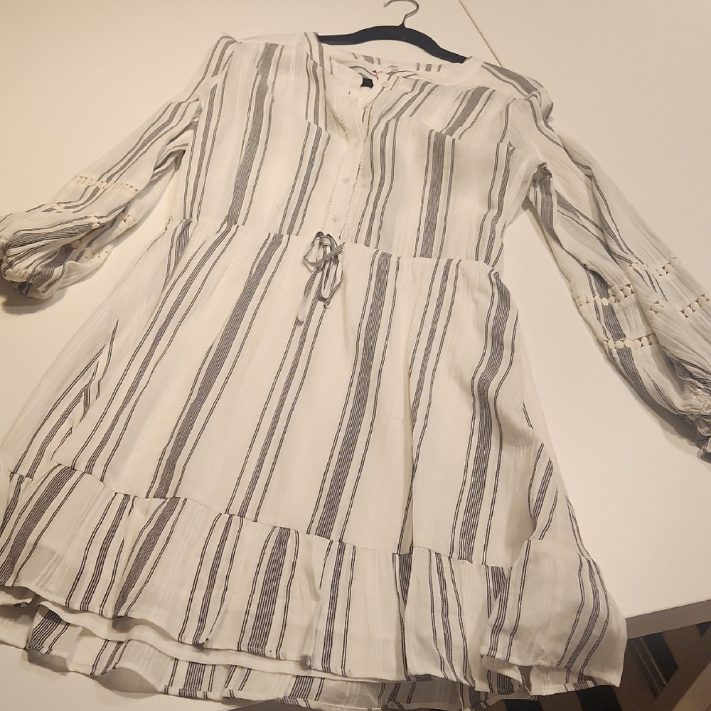 PARKER White Ruffled Tiered Sundress with Bishop Sleeves